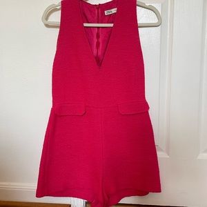 Zara hot pink tweed romper XS worn once!